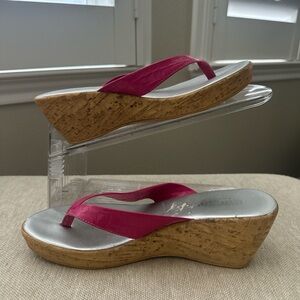 Seychelles Pink Cork Wedge Sandals